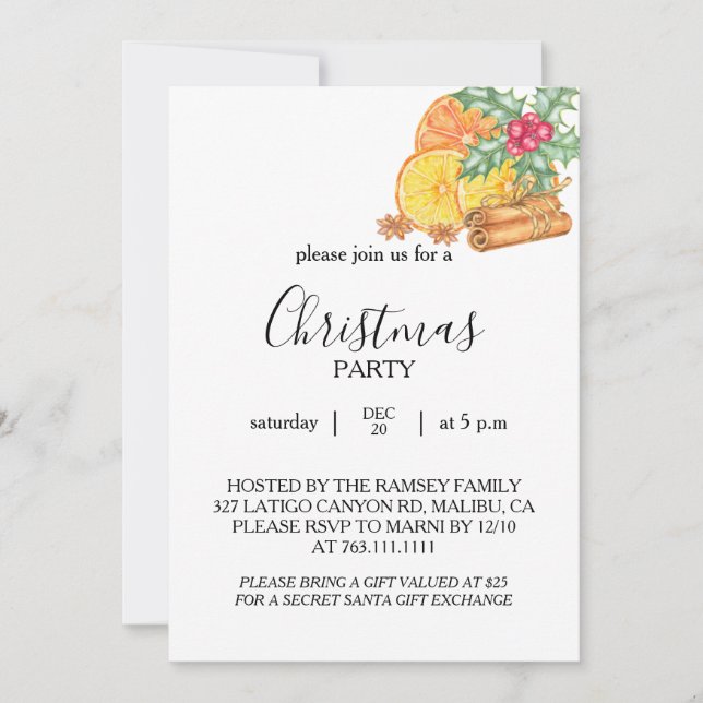 Christmas Party Invitation Card (Front)