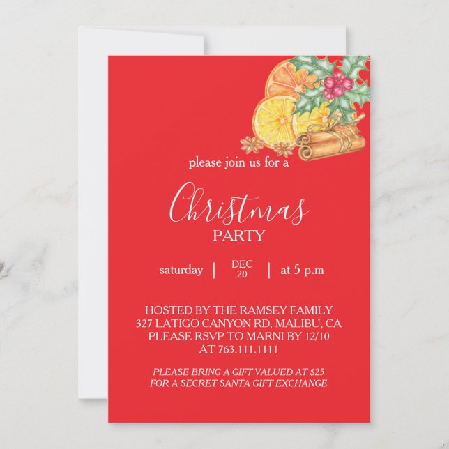 Christmas Party Invitation Card (Front)