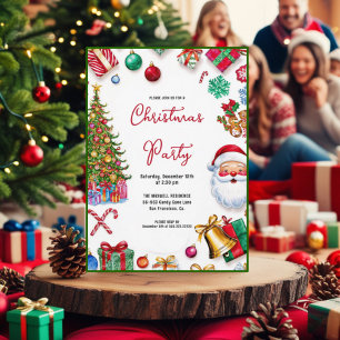 Christmas Party Invitation Card Cookie & Candy
