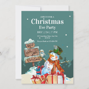 Christmas Party Invitation, Christmas Eve Dinner Invitation