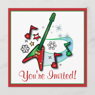 Christmas Party Invitation: Christmas Rock Guitar Invitation