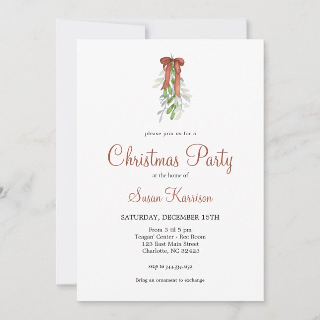 Christmas Party invitation Copper bows (Front)