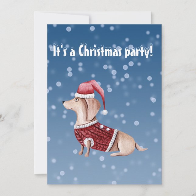 Christmas Party Invitation Dachshund Design (Front)