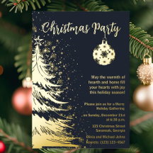 Christmas Party Invitation Deep blue and gold 