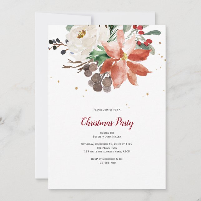 Christmas Party Invitation, Elegant, Holiday Invitation (Front)