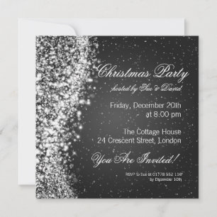 Christmas Party Invitation Elegant Sparkle Black