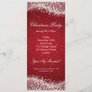 Christmas Party Invitation Elegant Sparkle Red