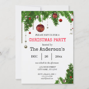 Christmas Party Invitation   Festive Holly Design