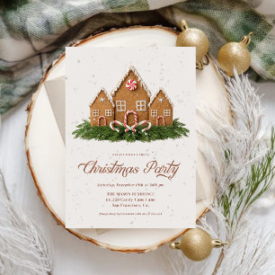 Christmas Party Invitation Gingerbread House & C