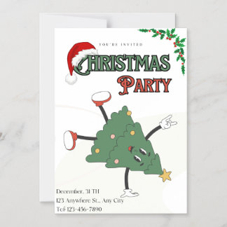 Christmas Party Invitation Modern Green Xmas