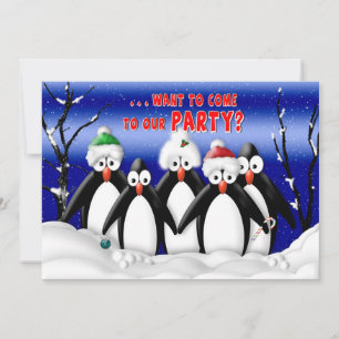 Christmas Party Invitation - Penquins - Humour