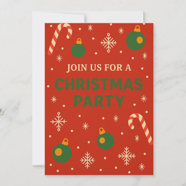 Christmas Party Invitation | Playful Candy Cane (Front)