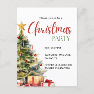 Christmas Party Invitation Postcard