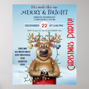 Christmas Party Invitation   Reindeer Poster