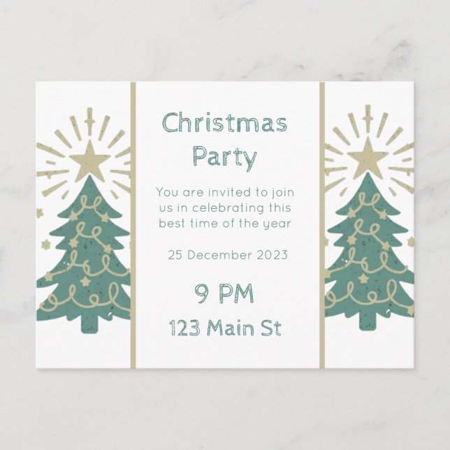 christmas party invitation template customisable postcard (Front)
