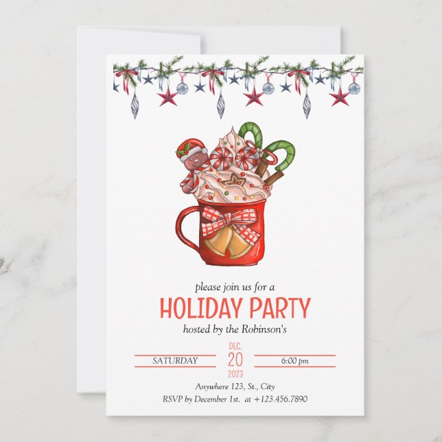 Christmas Party Invitation Template, Holiday Party (Front)