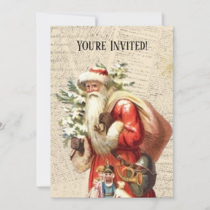 Christmas Party Invitation VIntage Santa Claus