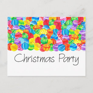 Christmas Party Invitation , watercolor baubles Postcard