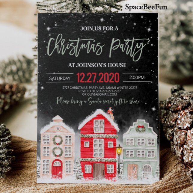 Christmas party invitation Winter Christmas party  (Christmas party invitation Winter Adult Company Office Christmas party invite Holiday party)