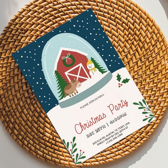 Christmas party Invitation with a cozy barn  (Creator Uploaded)