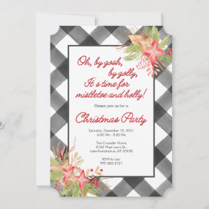 Christmas Party Invitation with Buffalo Plaid