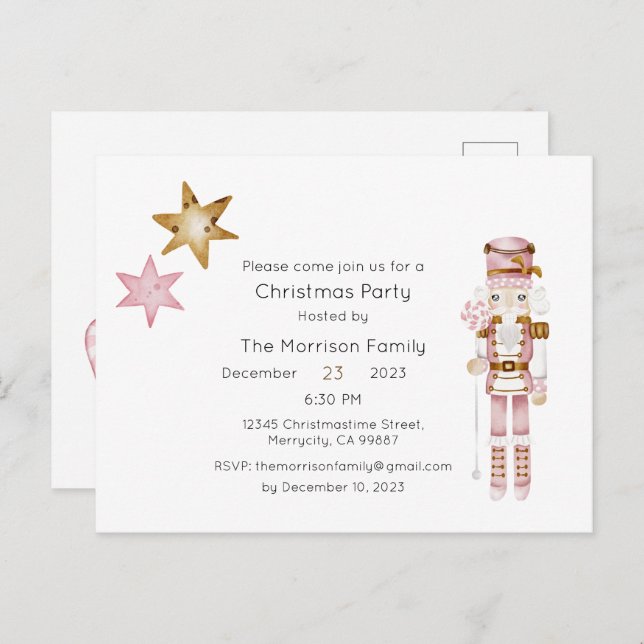 Christmas Party Invitation, Xmas Invite Postcard (Front/Back)