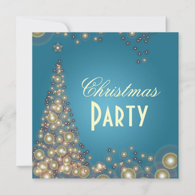 Christmas Party invitations, champagne bubbles Invitation (Front)