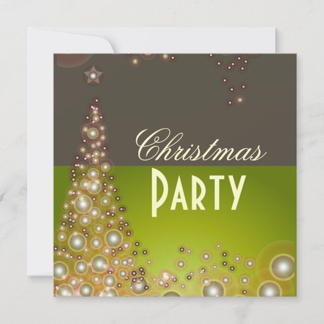 Christmas Party invitations, champagne bubbles Invitation (Front)