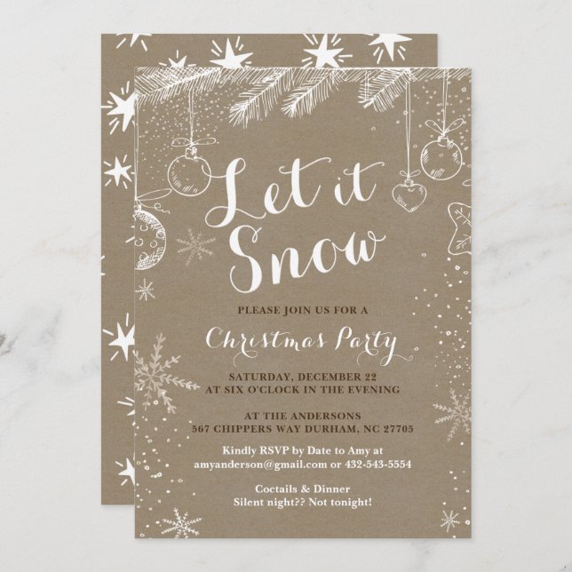 Christmas party invitations | Kraft paper cards (Front/Back)