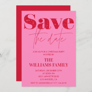 Christmas Party invitations Save the date Pink