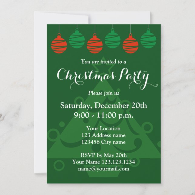 Christmas party invitations with hanging lights (Front)