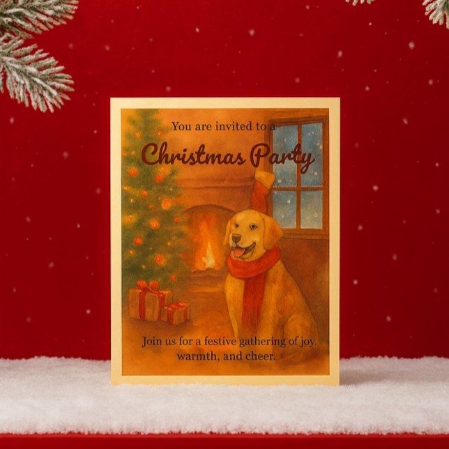Christmas Party Invite · Cosy Dog Scene (Cozy vibes & wagging tails  A zazzlemade card for your Christmas cheer! #zazzlemade #dogmas)