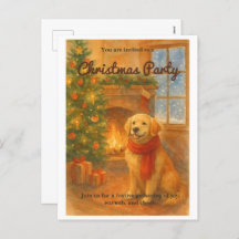 Christmas Party Invite · Cosy Dog Scene