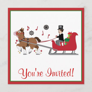 Christmas Party Invite Horse-Drawn Sleigh
