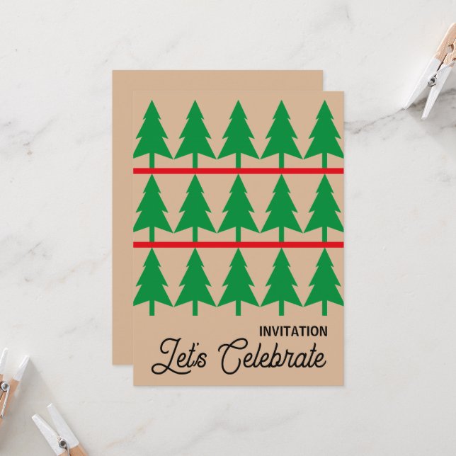 Christmas Party Invite, Minimalist Scandi Style Invitation (Front/Back In Situ)