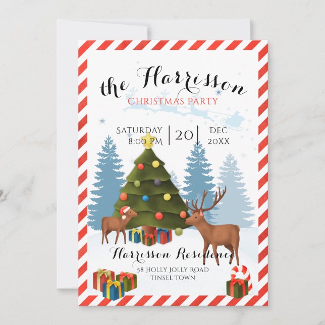 Christmas party invite with reindeer (Front)