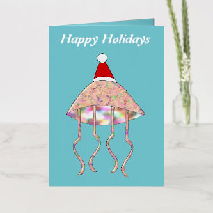 Christmas Party Jellyfish Custom Foil Greeting Card