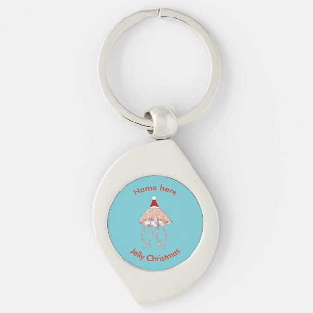 Christmas Party Jellyfish Custom Key Ring (Front)