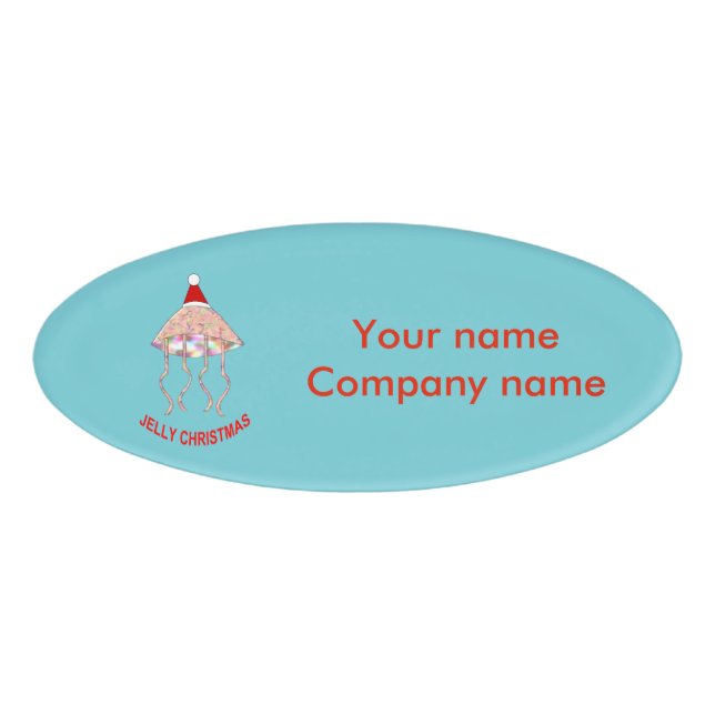 Christmas Party Jellyfish Custom Name Tag (Front)