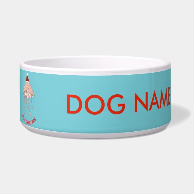 Christmas Party Jellyfish Dog Bowl (Left)