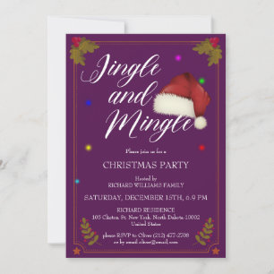 Christmas Party Jingle And Mingle Purple Theme Invitation