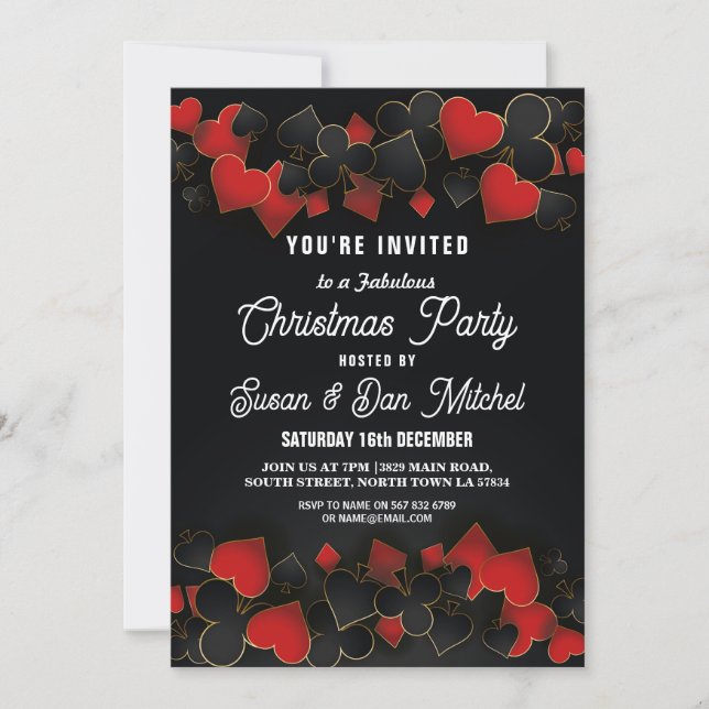 Christmas Party Las Vegas Casino Cards Invite (Front)