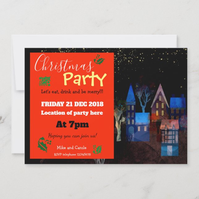 Christmas Party Magical Night Scene Invitation (Front)