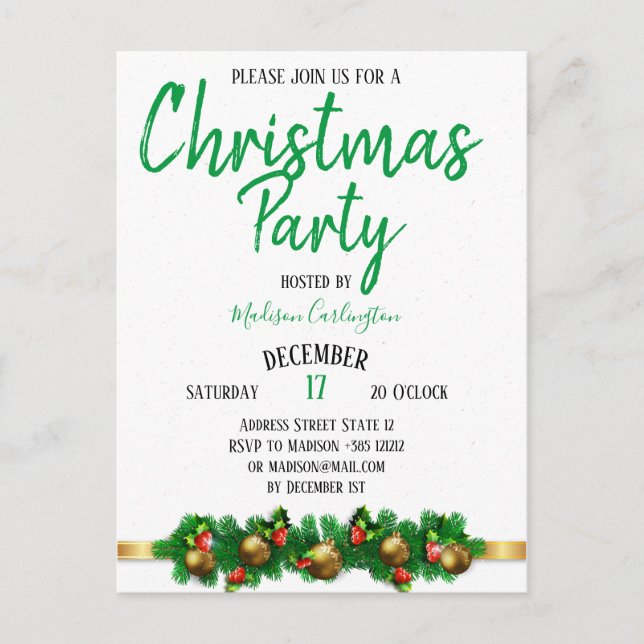 Christmas party Mistletoe Bells Decorative 2 Postcard (Front)