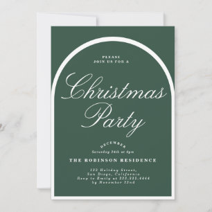 Christmas Party Modern Arch Green Invitation 