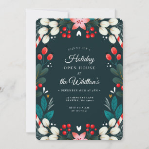 Christmas Party Modern Floral Holiday Party Invitation