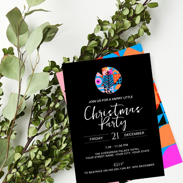 Christmas Party Modern Geometric Pattern Invitation (Creator Uploaded)