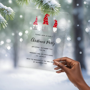 Christmas party modern gnomes frosted invitation