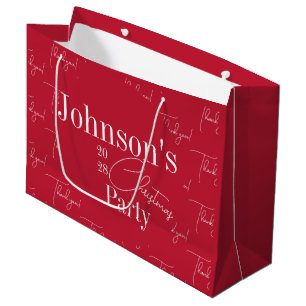 Christmas Party Modern Red Thank You Large Gift Bag