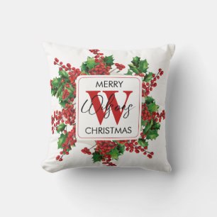Christmas Party Monogram Red & Green Festive Cushion